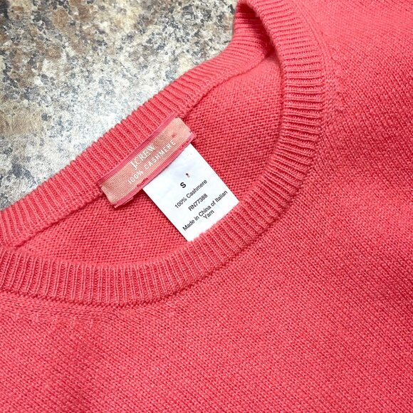 J.Crew 100% Cashmere Womens Short Sleeve Crewneck Sweater In Coral Pink Size S - Picture 6 of 6